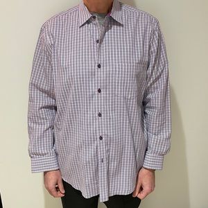 Tasso Elba Purple Checkered Button Down